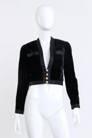 Velvet & Satin Trim Crop Jacket