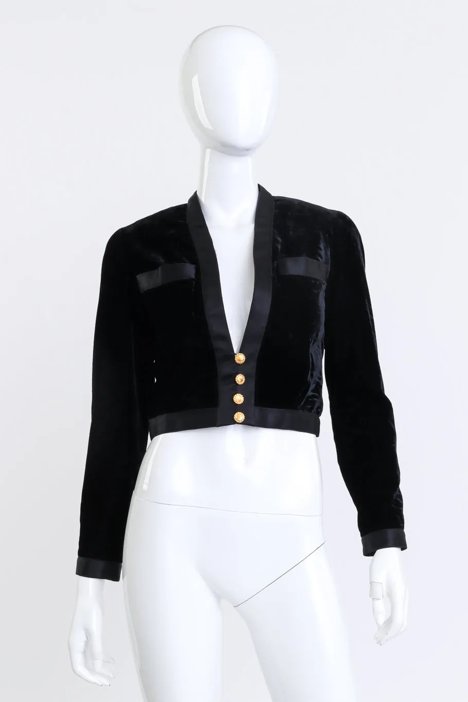 Velvet & Satin Trim Crop Jacket