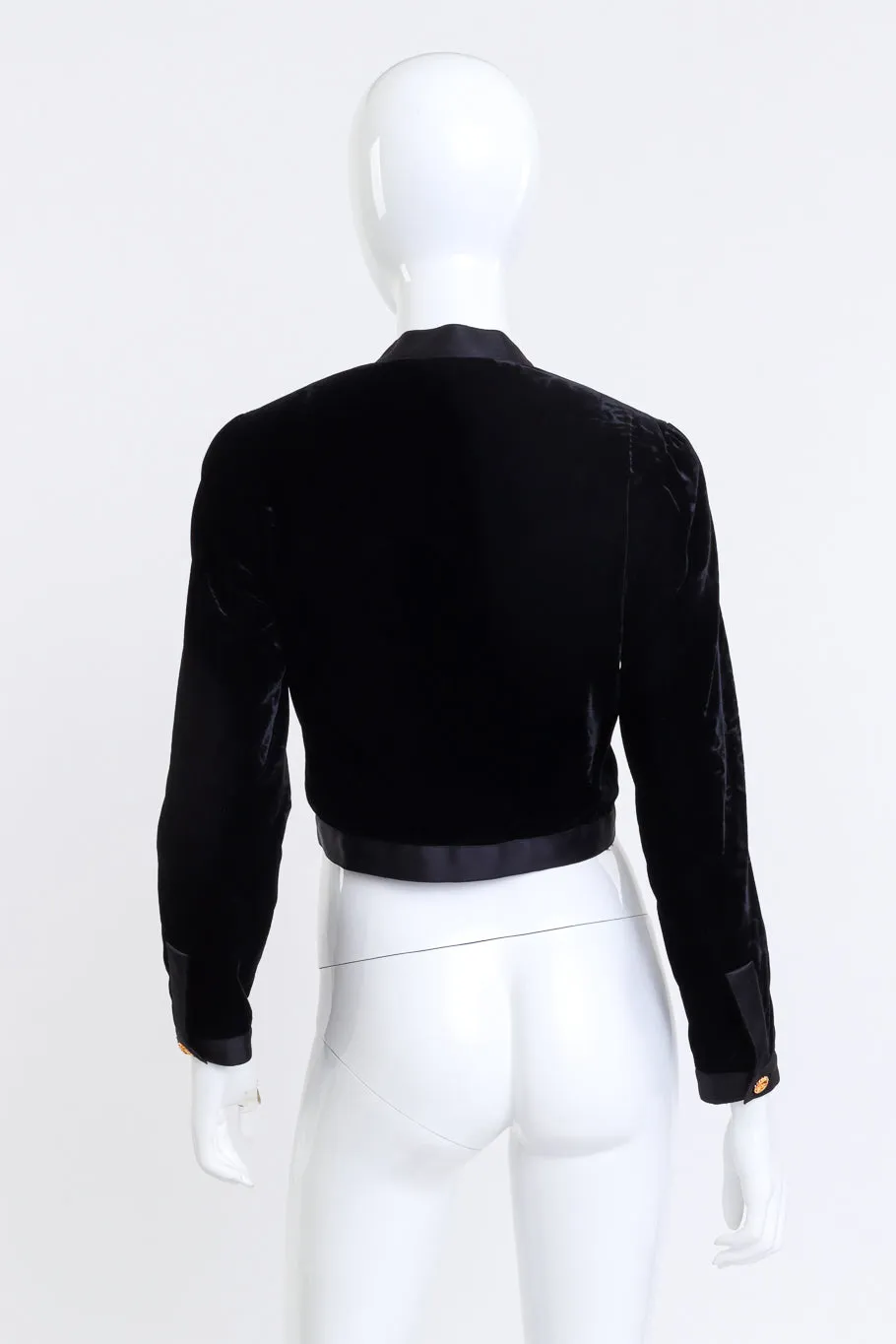 Velvet & Satin Trim Crop Jacket
