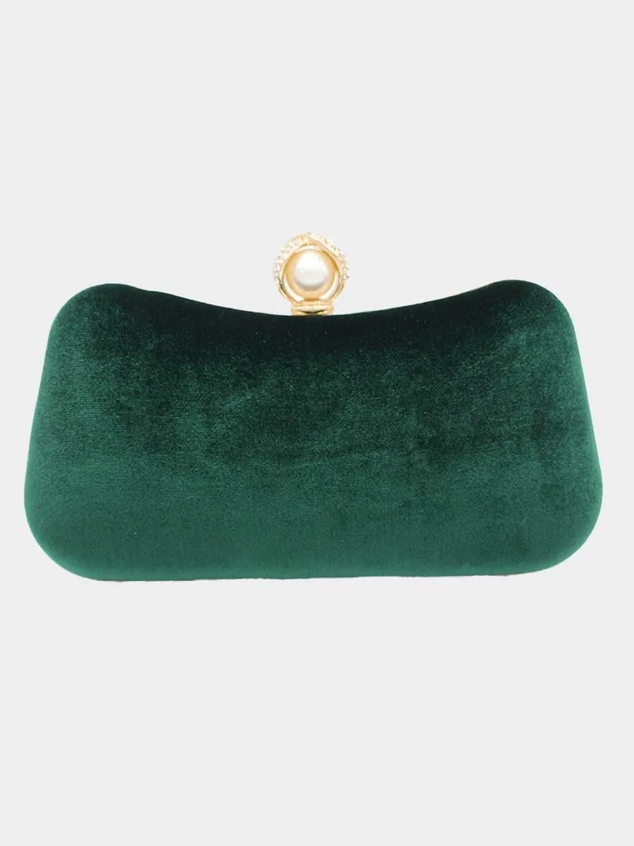 Velvet Inlay Pearl Dinner Wedding Clutch Bags MNBF042