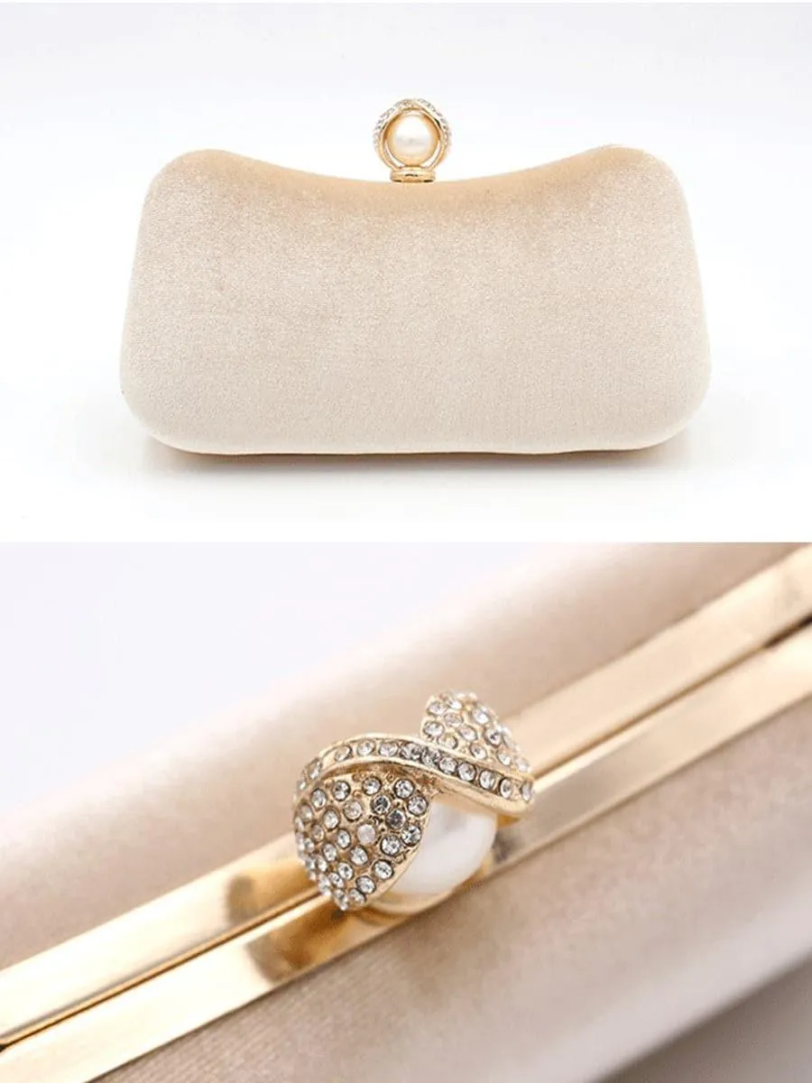 Velvet Inlay Pearl Dinner Wedding Clutch Bags MNBF042