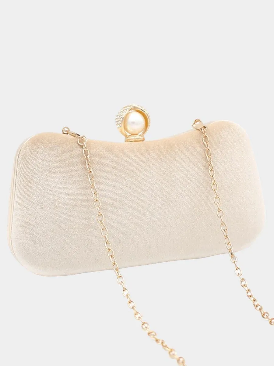 Velvet Inlay Pearl Dinner Wedding Clutch Bags MNBF042