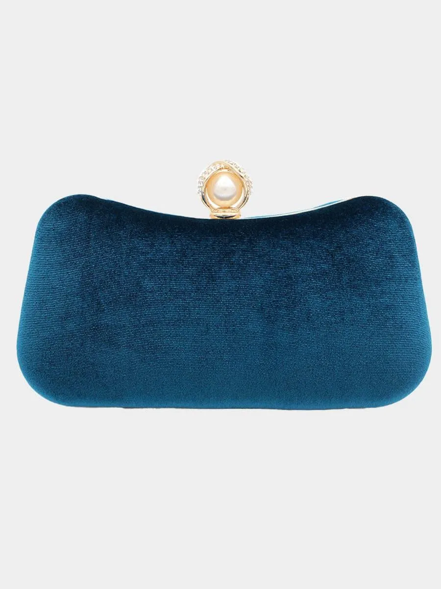 Velvet Inlay Pearl Dinner Wedding Clutch Bags MNBF042