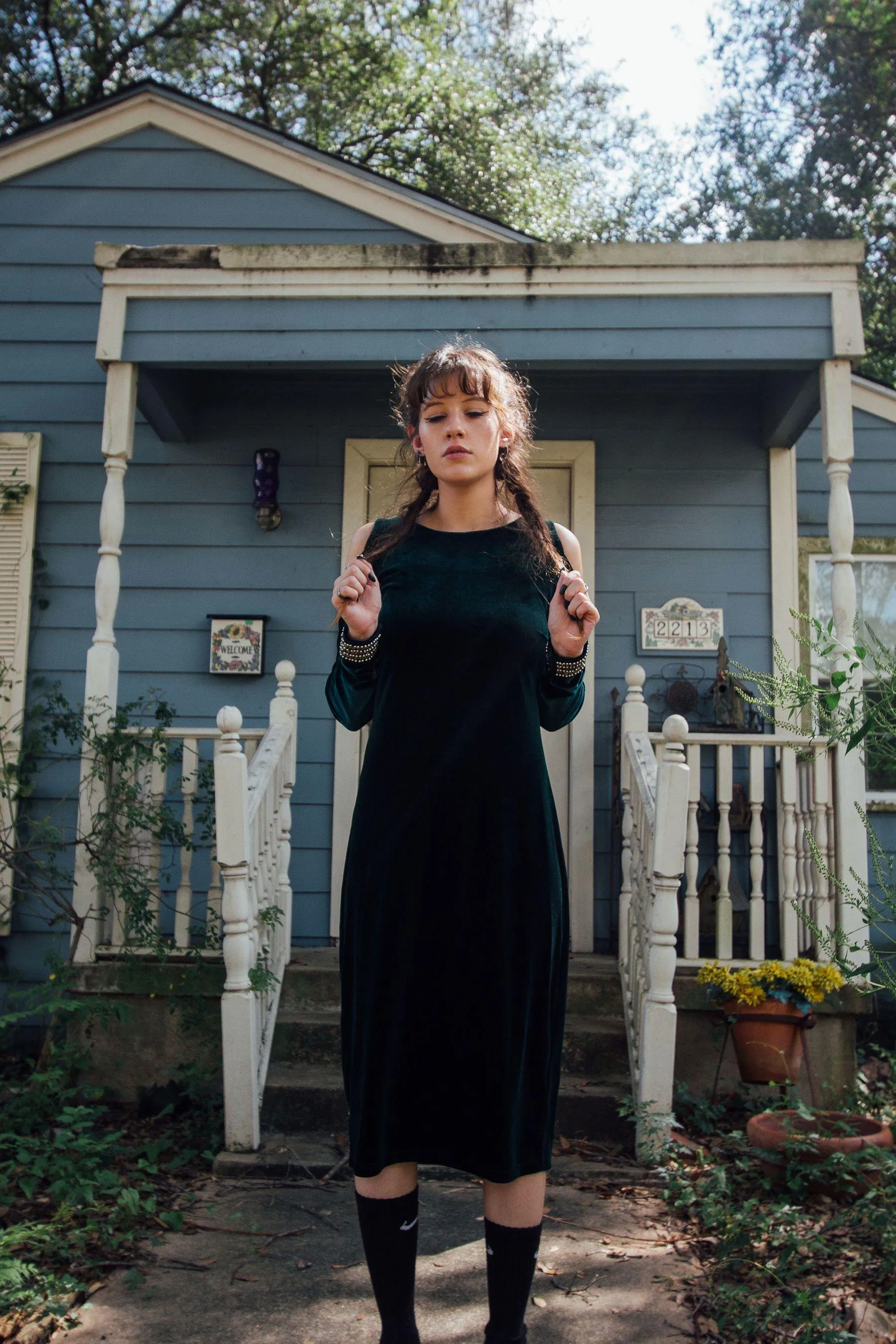 Vintage Green Velvet Dress