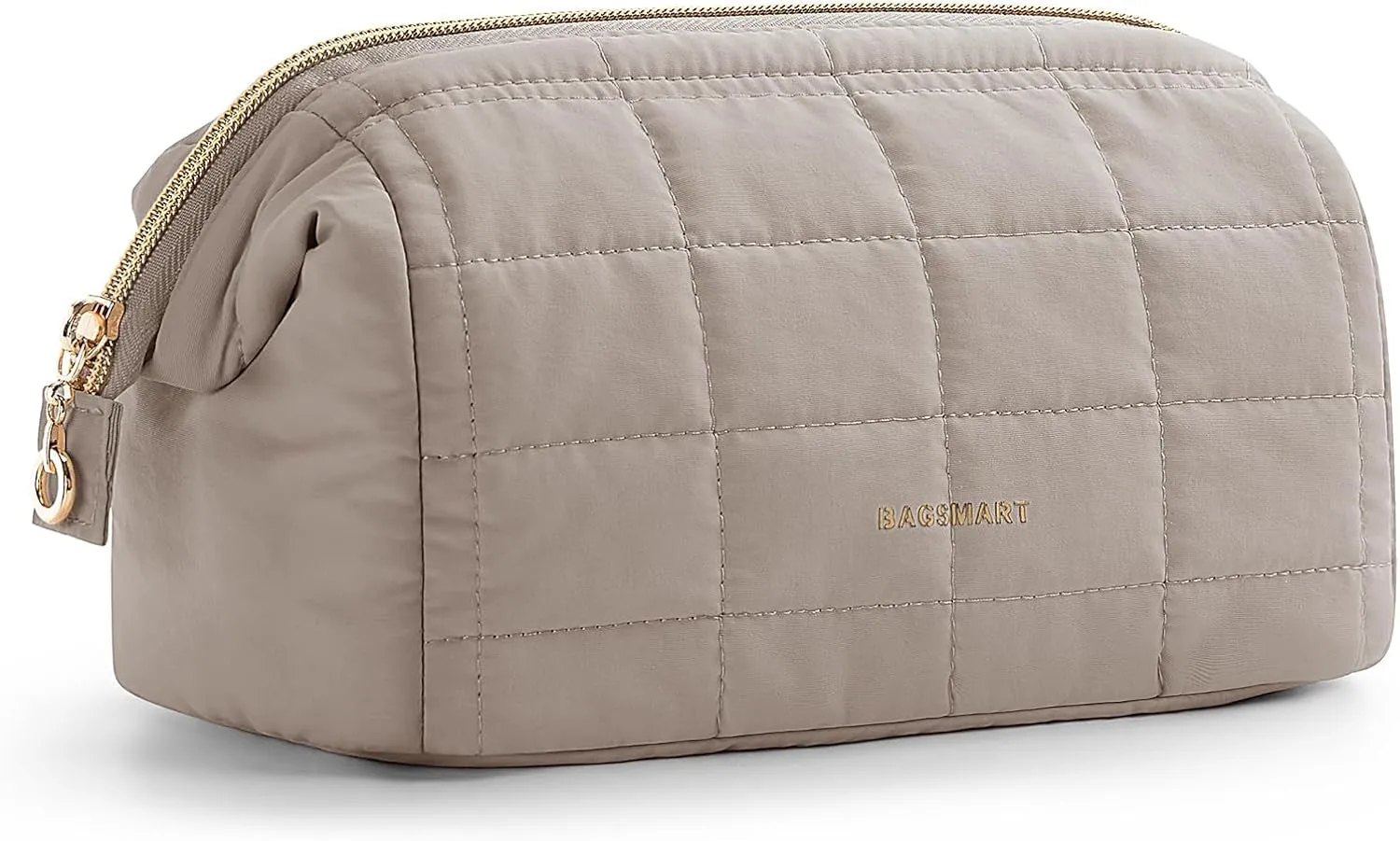 Womens Puffy Padded Makeup Bag Wide-open Travel Toiletry Bag