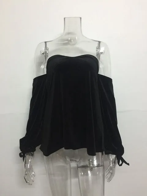 Yes Girl - Strapless Long Sleeve Loose Blouse
