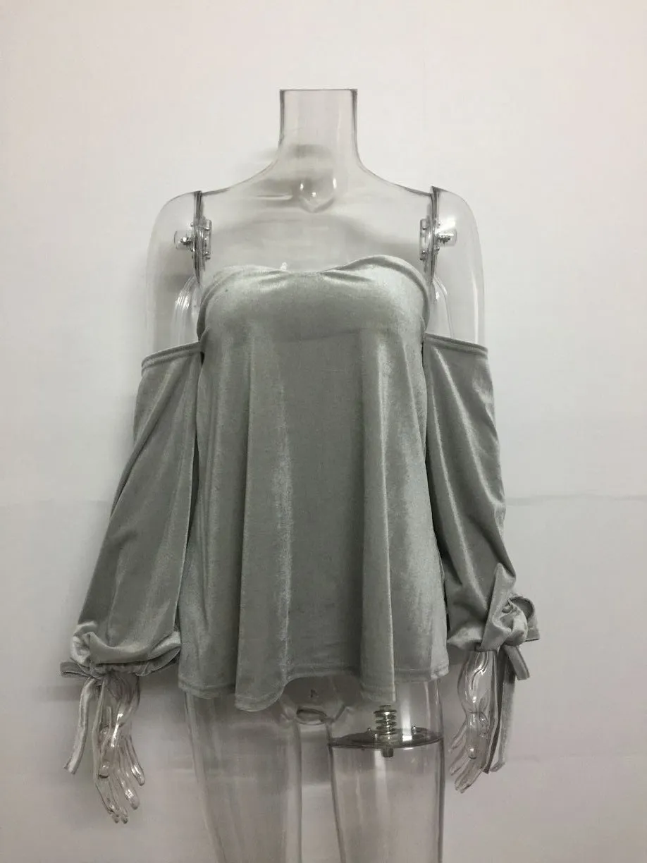 Yes Girl - Strapless Long Sleeve Loose Blouse