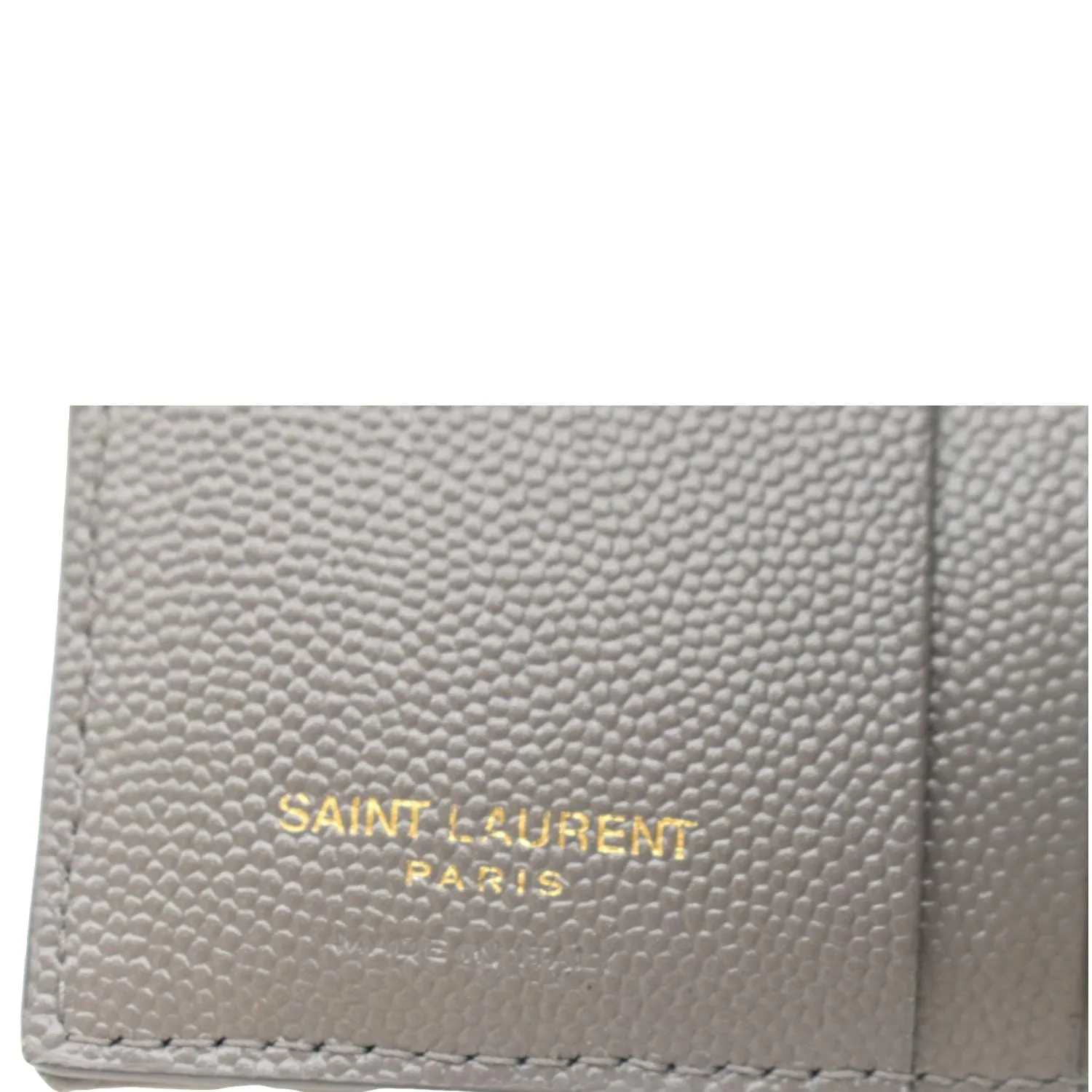 YVES SAINT LAURENT Monogram Compact Leather Zip Wallet Grey