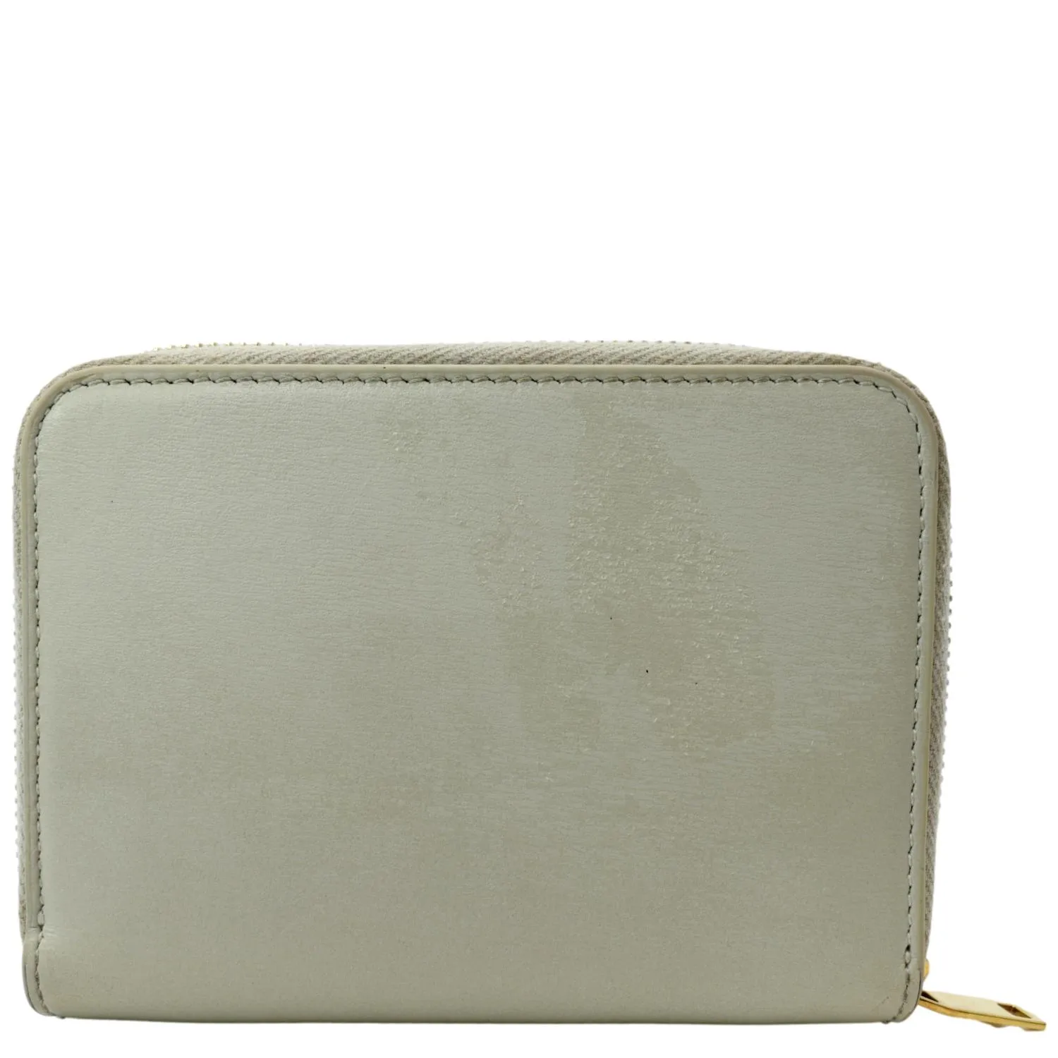 YVES SAINT LAURENT Tiny Monogram Compact Leather Zip Around Wallet White