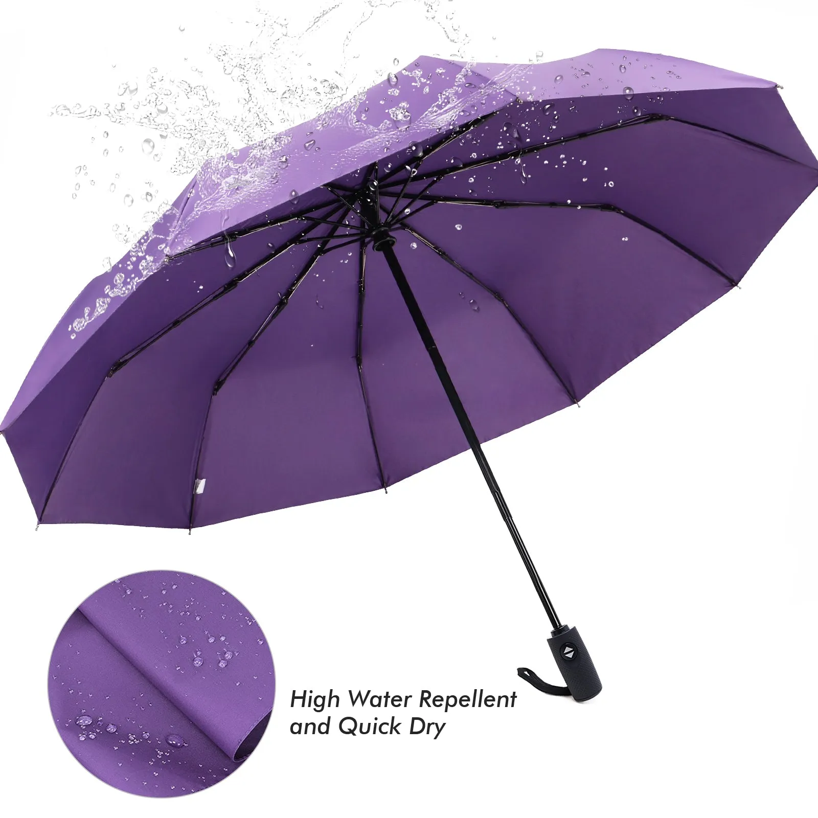 ZOMAKE Small Travel Umbrella Compact Portable Collapsible Umbrellas for Rain, Windproof, Automatic Lightweight Paraguas for Women, Men(Purple)